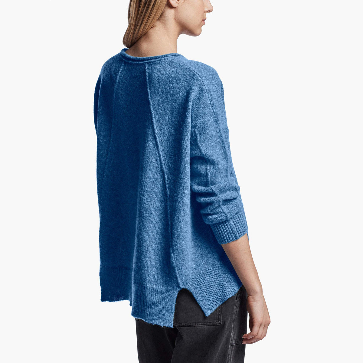Lightweight Textured Cashmere Crew in Blue Raspberry | James Perse Los Angeles