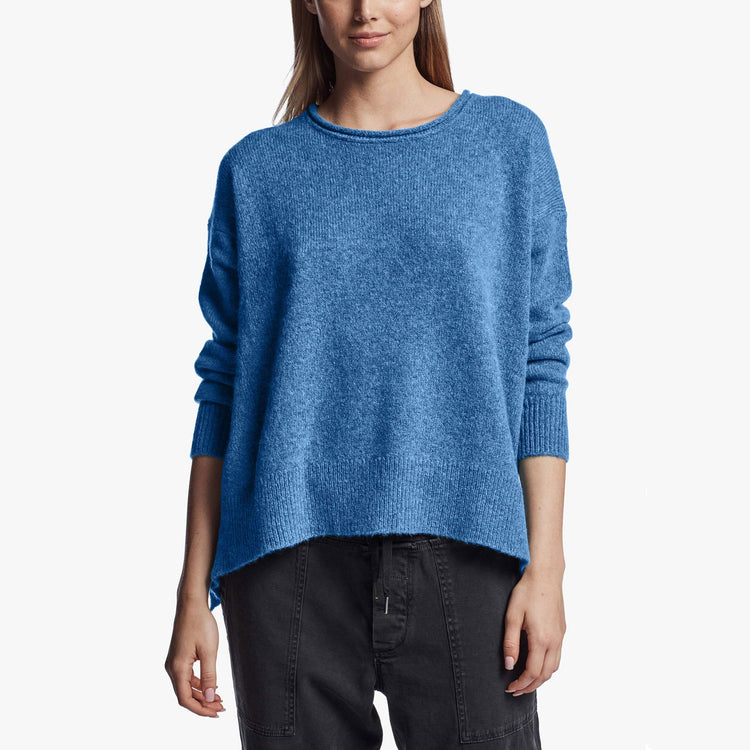 Lightweight Textured Cashmere Crew in Blue Raspberry | James Perse Los Angeles