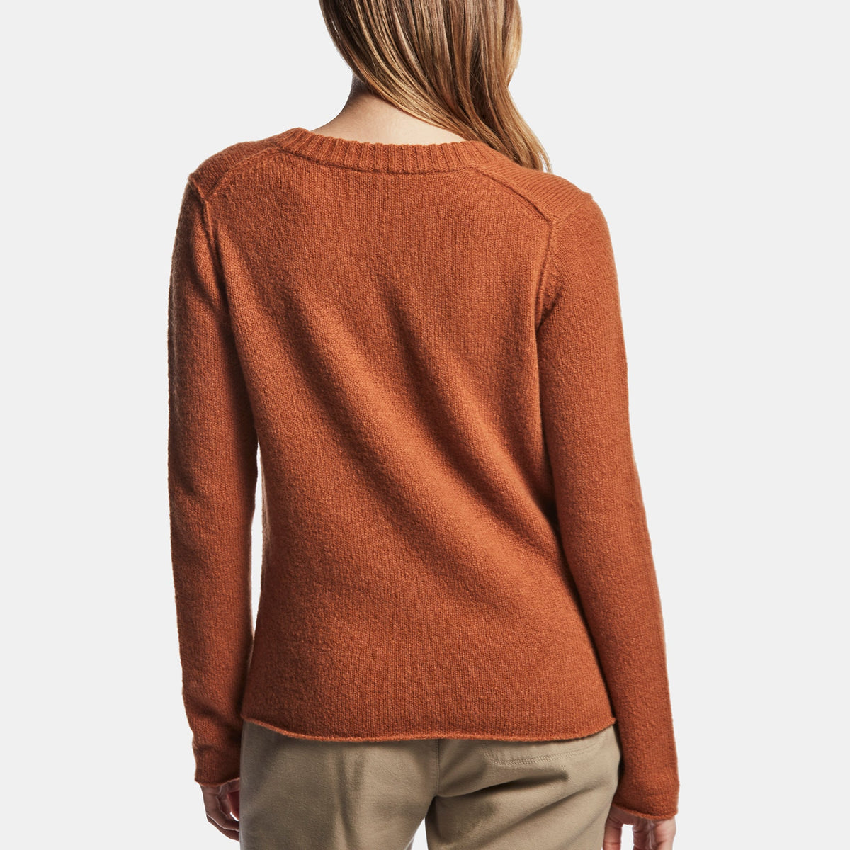 Lightweight Textured Cashmere V Neck In Amber | James Perse Los Angeles