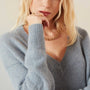Lightweight Cashmere V Neck Sweater - Dusty Sky | James Perse Los Angeles
