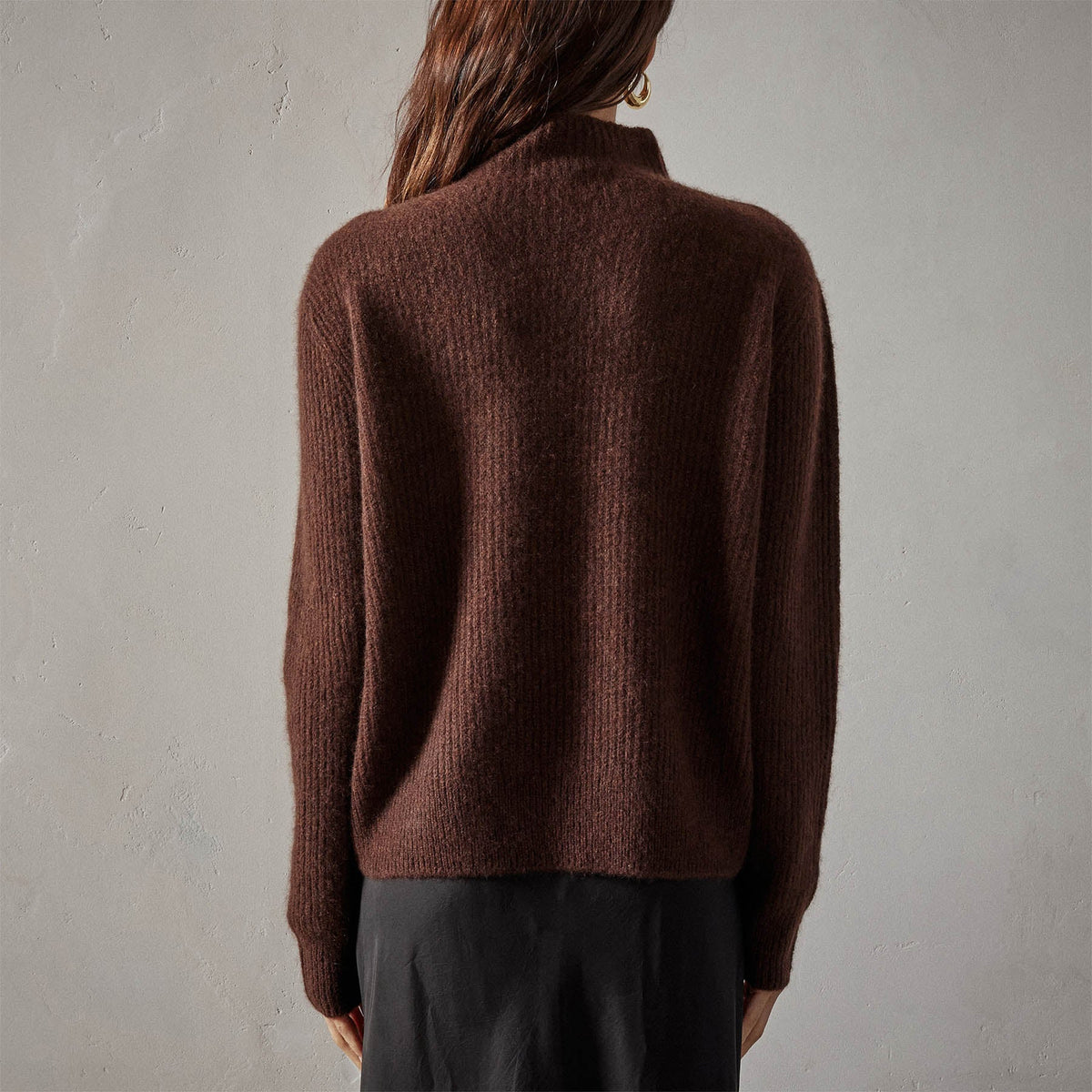 Rib Funnel Nk Sweater in Americano | James Perse Los Angeles