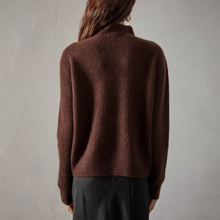 Rib Funnel Nk Sweater in Americano | James Perse Los Angeles