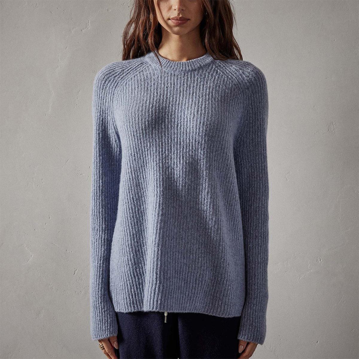 Rib Raglan Crew Sweater in Atlantic | James Perse Los Angeles