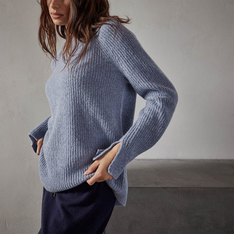 Rib Raglan Crew Sweater in Atlantic | James Perse Los Angeles