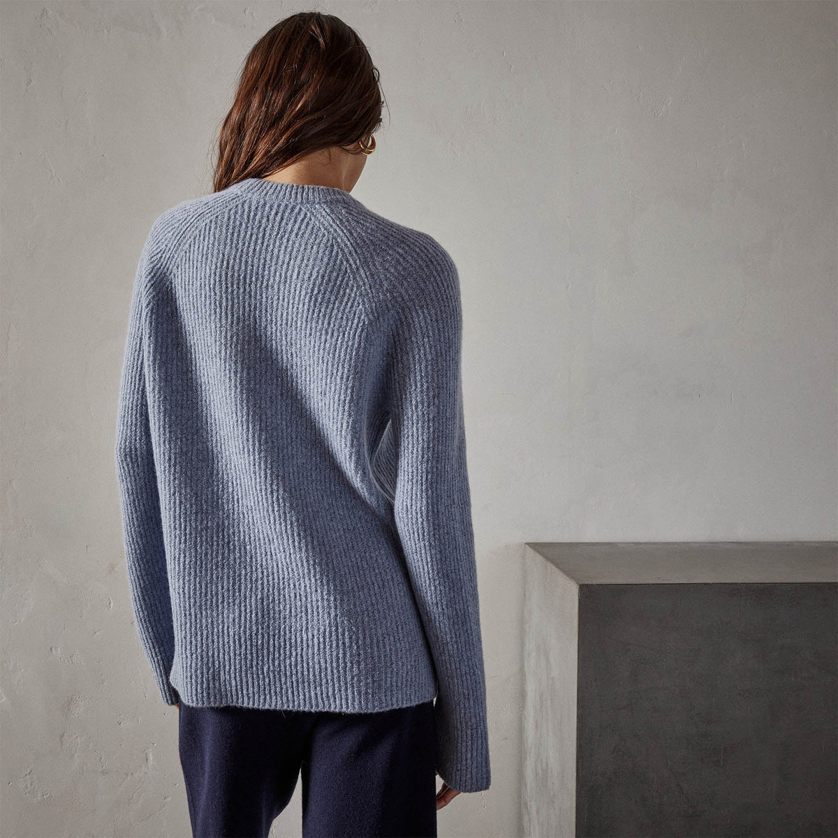Rib Raglan Crew Sweater in Atlantic | James Perse Los Angeles