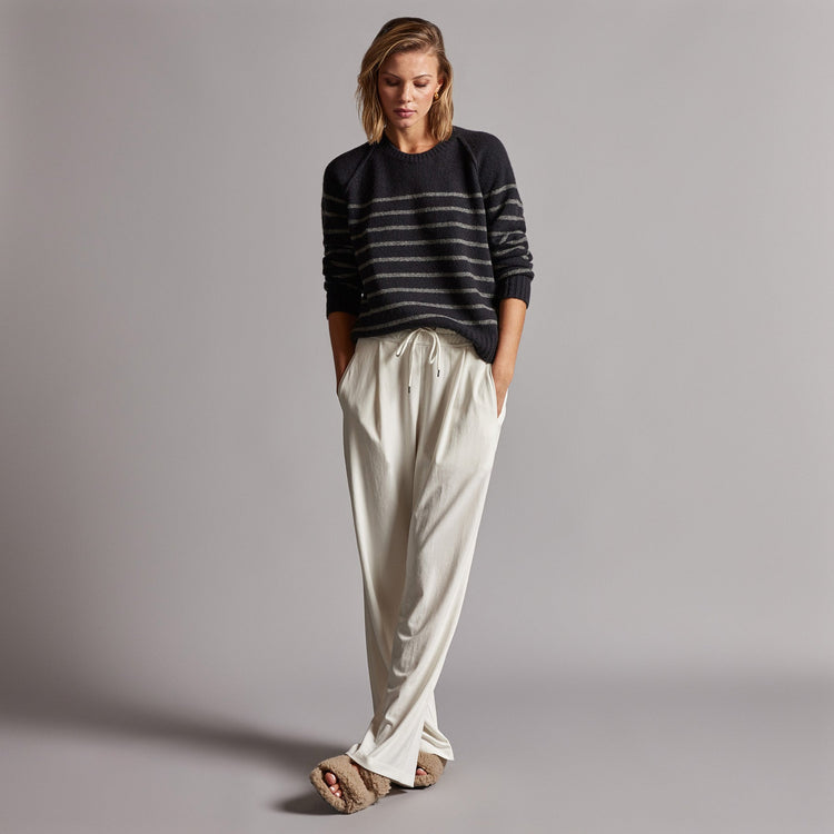 Nautical Stripe Cashmere Sweater in Black/Thunder | James Perse Los Angeles