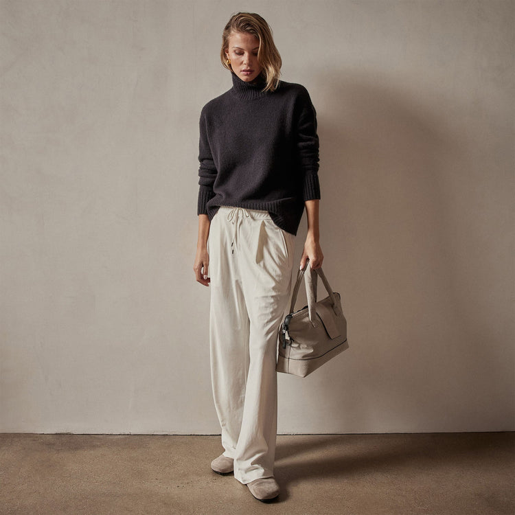 Mid Gauge Funnel Neck Sweater in Black | James Perse Los Angeles