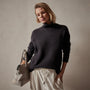 Mid Gauge Funnel Neck Sweater in Black | James Perse Los Angeles