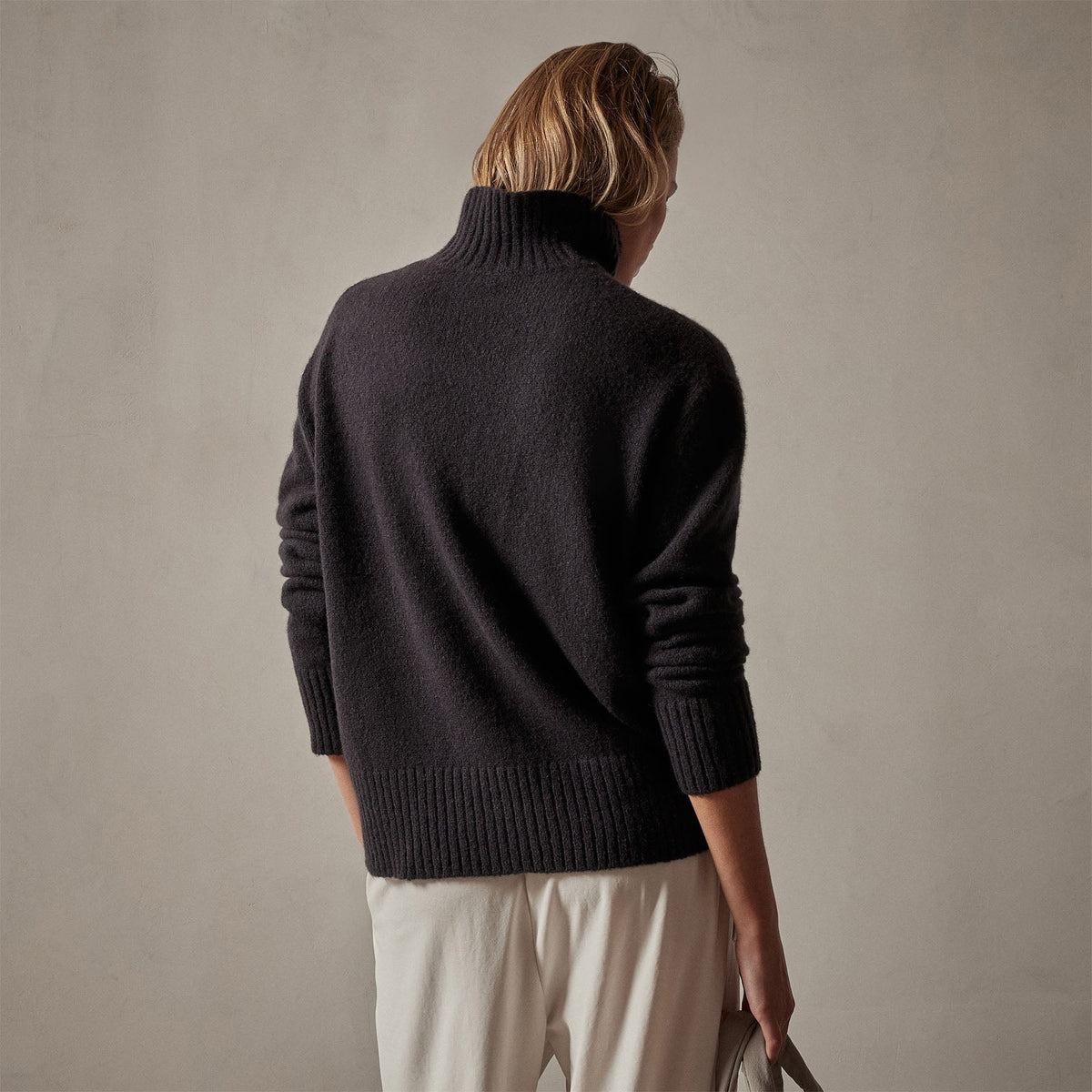 Mid Gauge Funnel Neck Sweater in Black | James Perse Los Angeles
