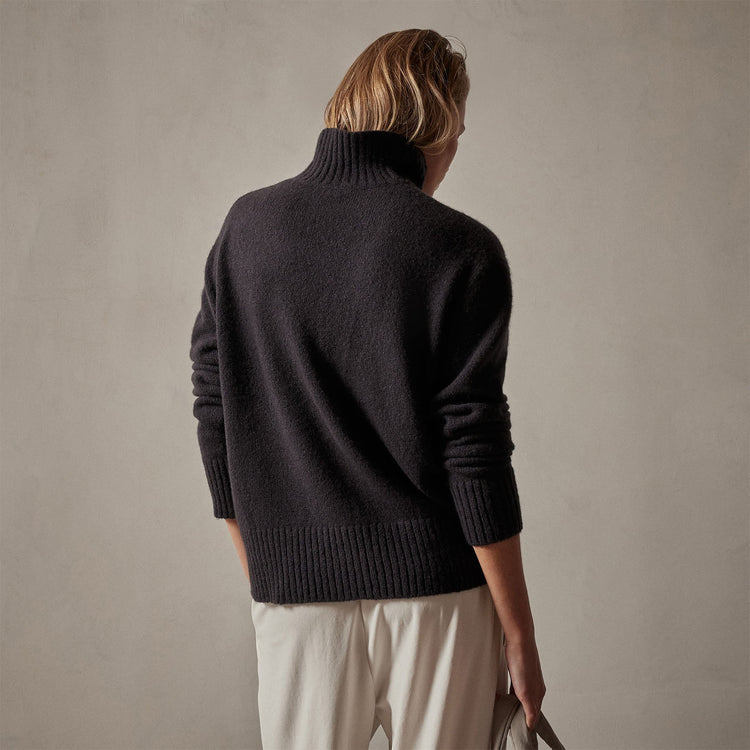 Mid Gauge Funnel Neck Sweater in Black | James Perse Los Angeles