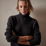 Mid Gauge Funnel Neck Sweater in Black | James Perse Los Angeles