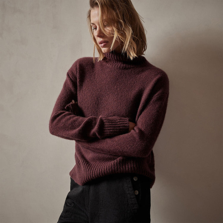 Mid Gauge Funnel Neck Sweater in Cordova | James Perse Los Angeles