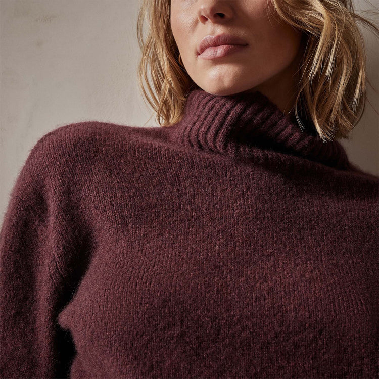 Mid Gauge Funnel Neck Sweater in Cordova | James Perse Los Angeles