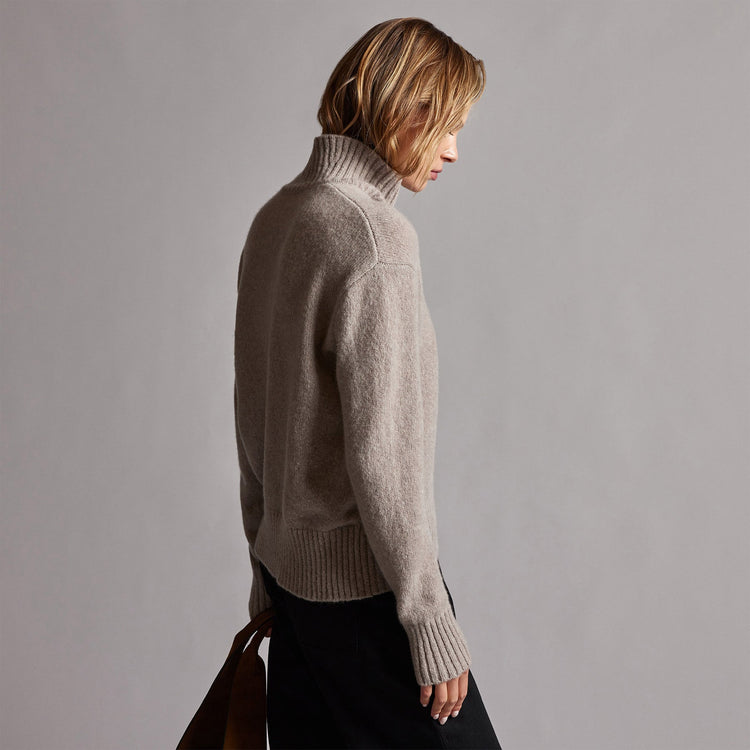 Mid Gauge Funnel Neck Sweater in Silver Wheat | James Perse Los Angeles