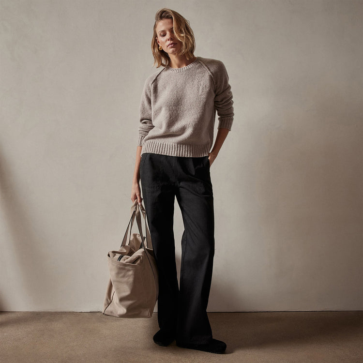 Cashmere Crew Sweater in Silver Wheat | James Perse Los Angeles