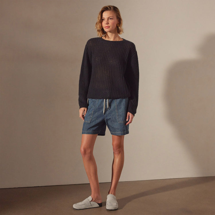 Light Cashmere Cobweb Pullover in Black | James Perse Los Angeles
