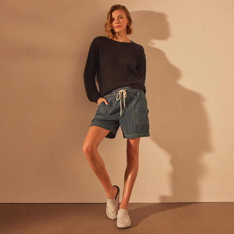 Light Cashmere Cobweb Pullover in Black | James Perse Los Angeles