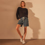 Light Cashmere Cobweb Pullover in Black | James Perse Los Angeles