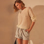 Lightweight Open Knit Cashmere Sweater in Ivory | James Perse Los Angeles