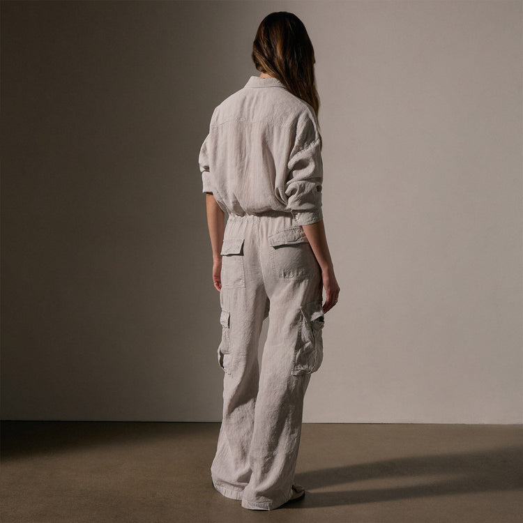 Textured Linen Viscose Jumpsuit in Nimbus Pigment | James Perse Los Angeles