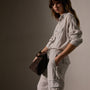 Textured Linen Viscose Jumpsuit in Nimbus Pigment | James Perse Los Angeles