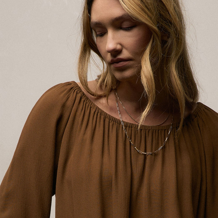 Soft Matte Gathered Top in Gingerbread | James Perse Los Angeles