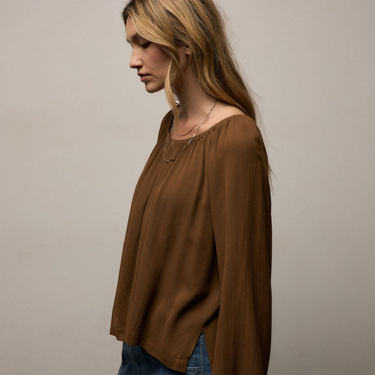 Soft Matte Gathered Top - Gingerbread