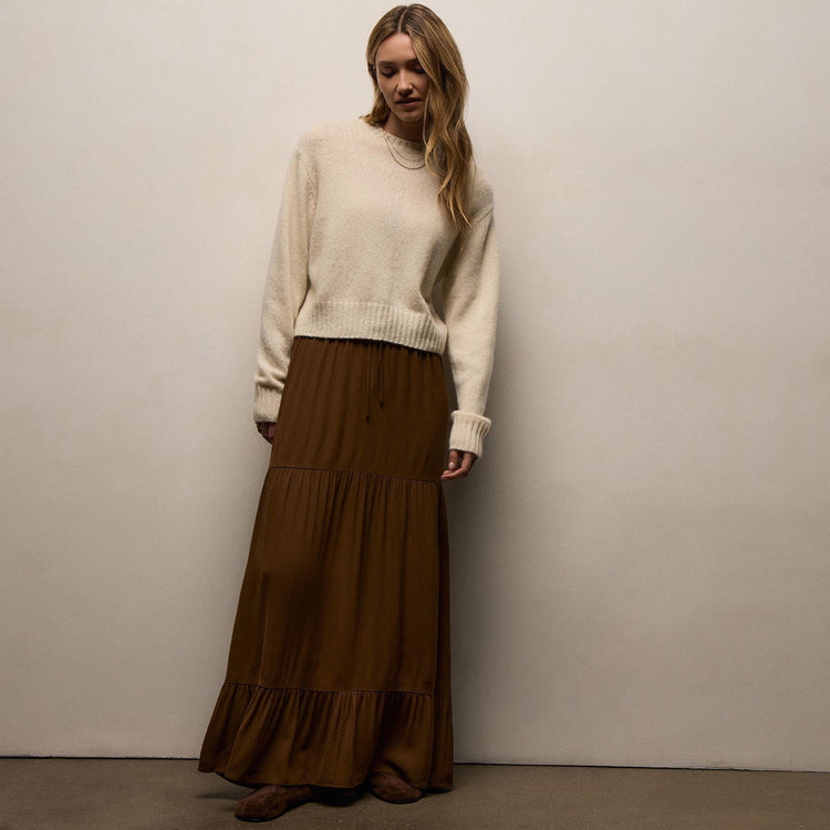 Luxe Viscose Wool Layer Skirt in Gingerbread | James Perse Los Angeles
