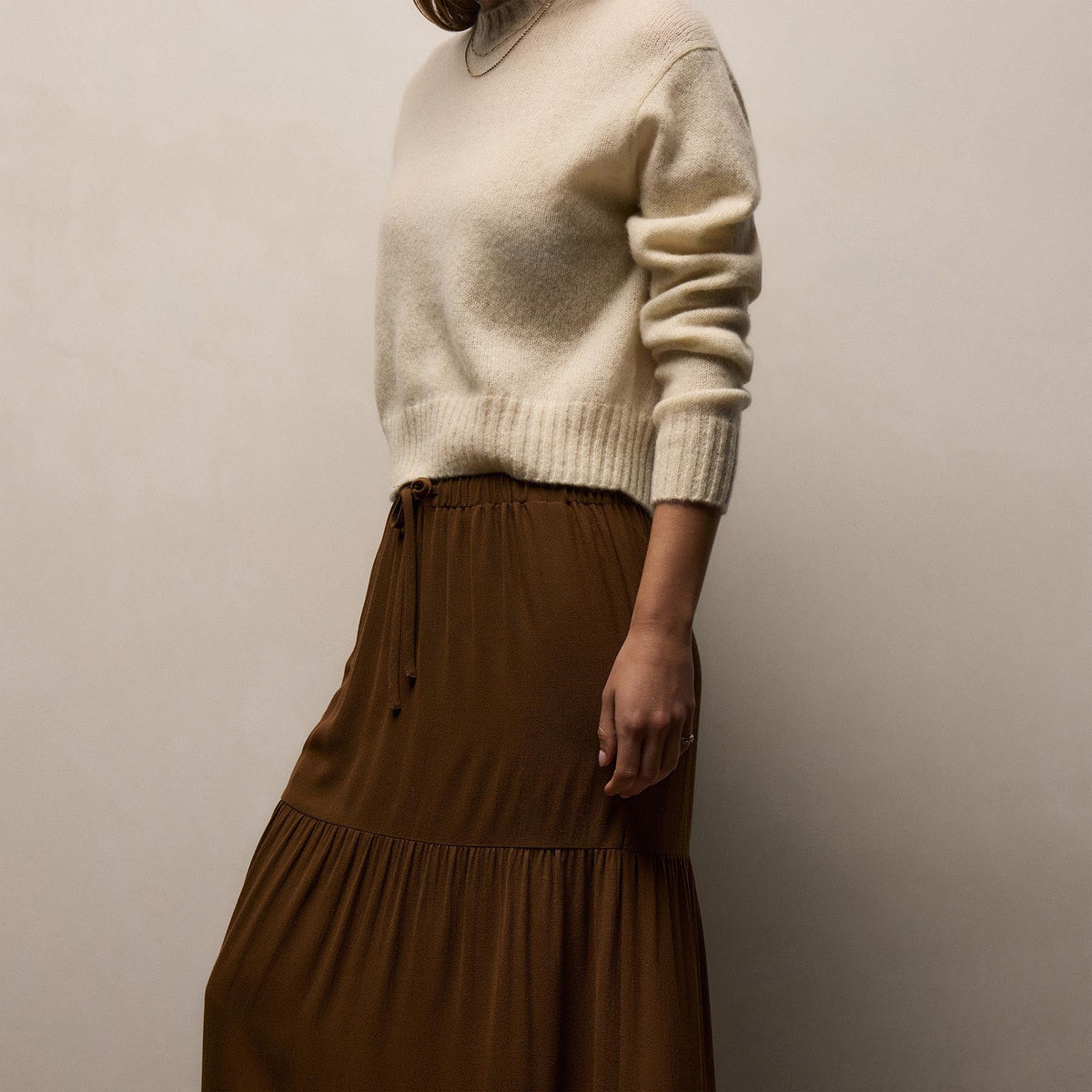 Luxe Viscose Wool Layer Skirt in Gingerbread | James Perse Los Angeles
