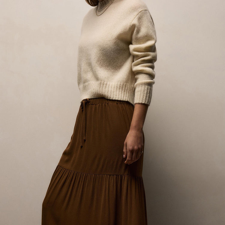 Luxe Viscose Wool Layer Skirt in Gingerbread | James Perse Los Angeles