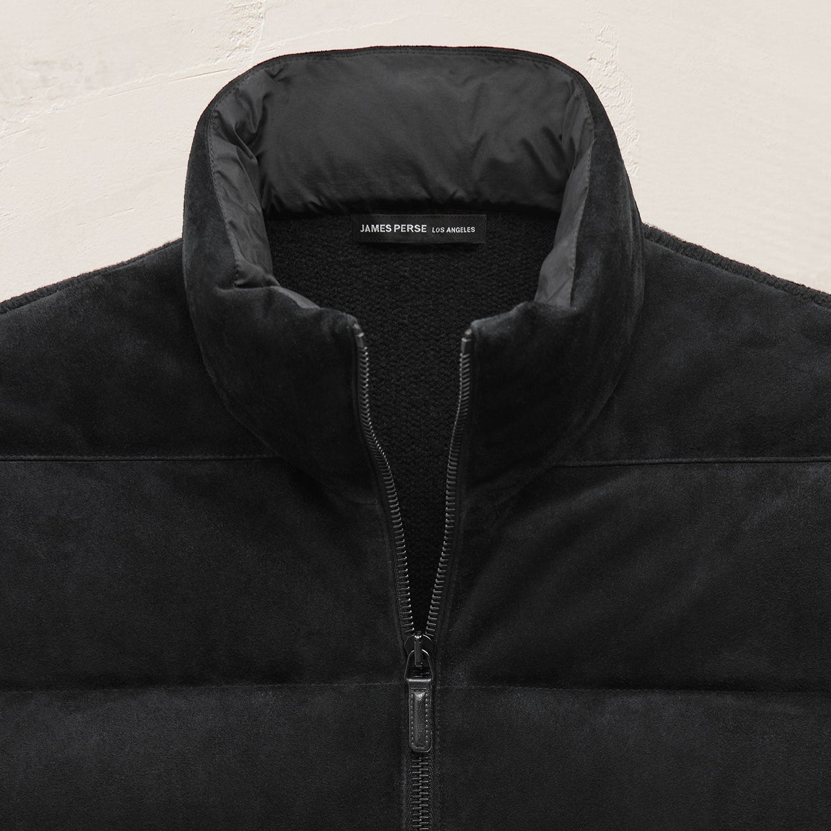 Quilted Suede Mixed Media Jacket in Black | James Perse Los Angeles