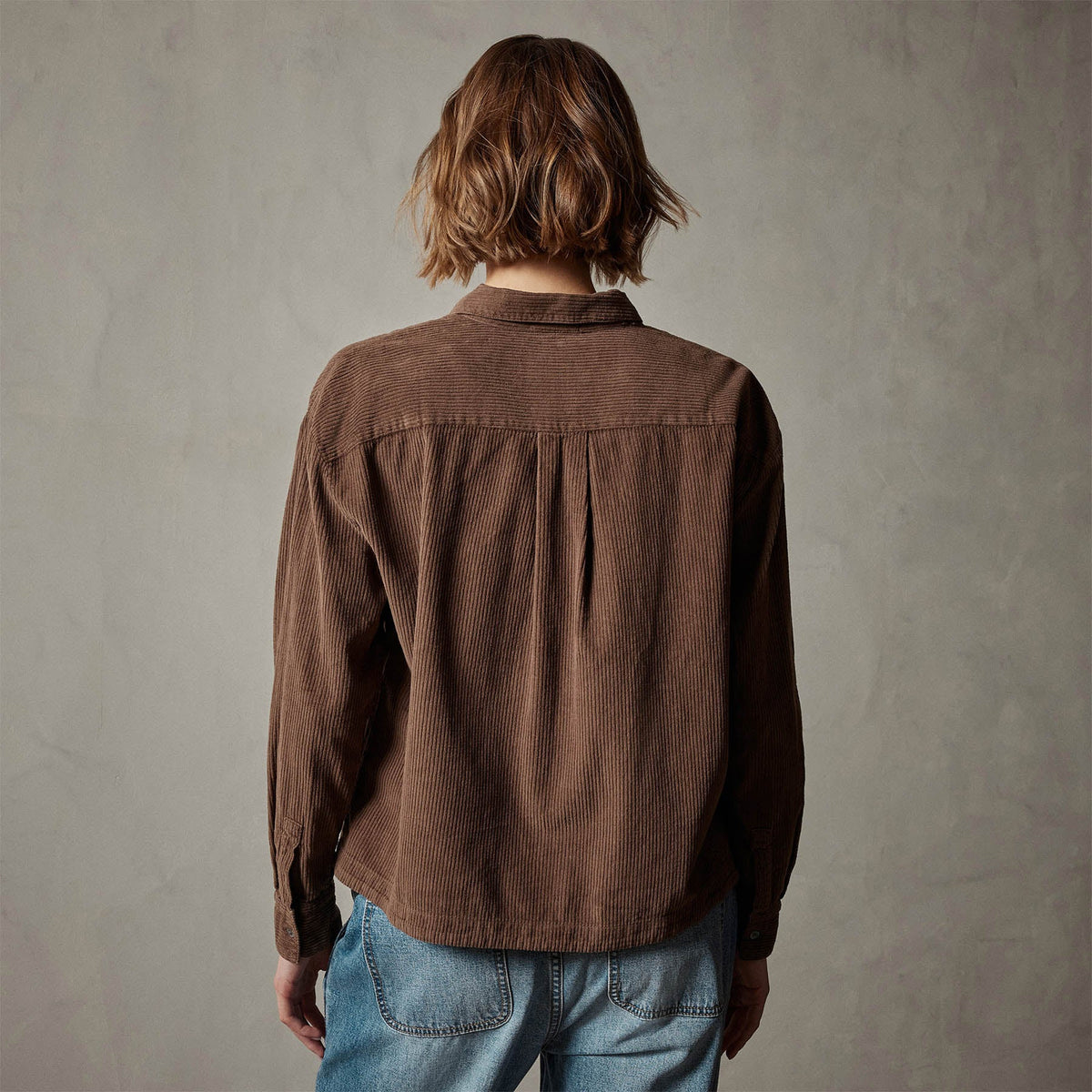 Corduroy Cropped Boxy Shirt in Fox Pigment | James Perse Los Angeles