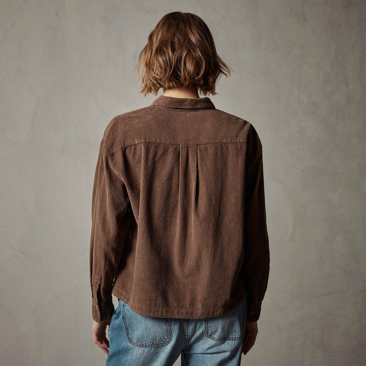 Corduroy Cropped Boxy Shirt in Fox Pigment | James Perse Los Angeles