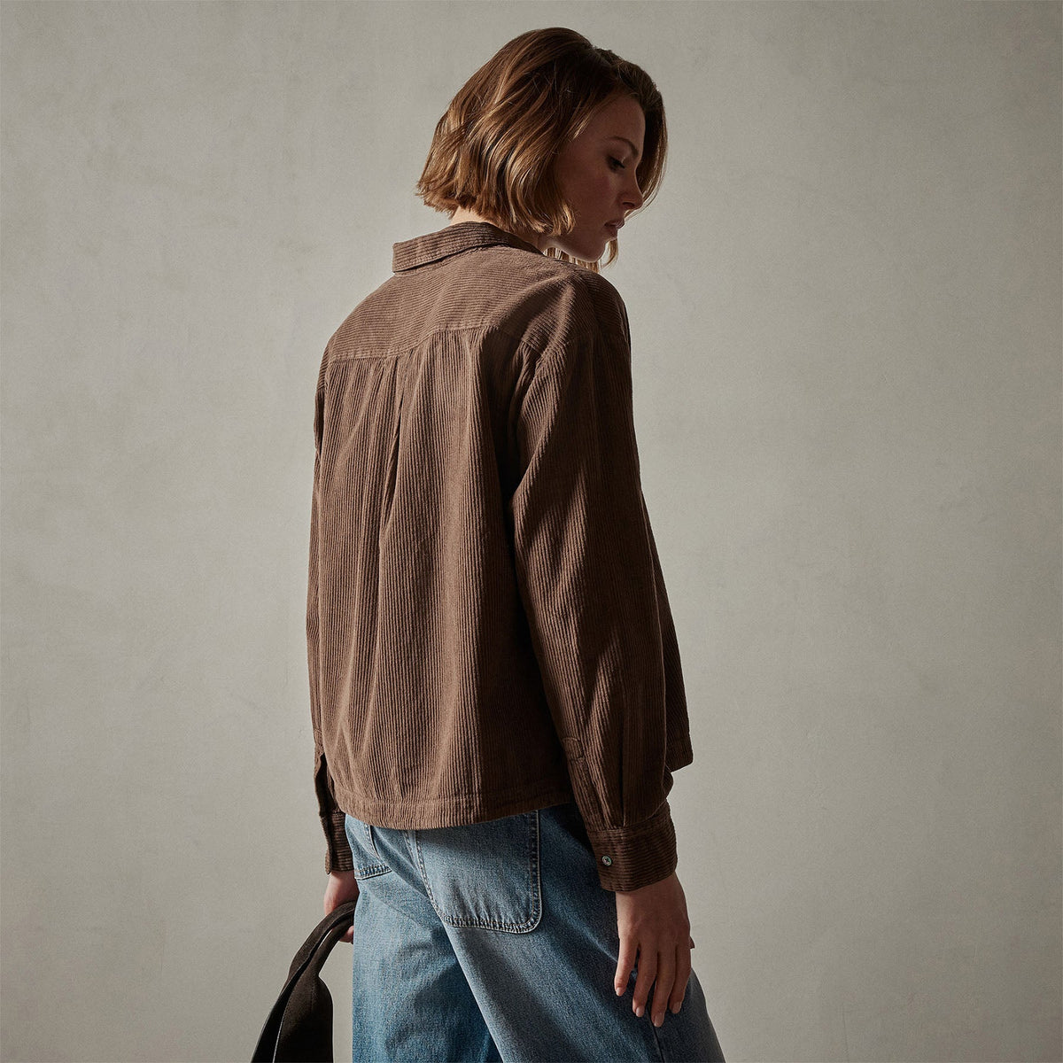 Corduroy Cropped Boxy Shirt in Fox Pigment | James Perse Los Angeles