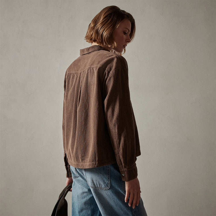Corduroy Cropped Boxy Shirt in Fox Pigment | James Perse Los Angeles