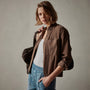 Corduroy Cropped Boxy Shirt in Fox Pigment | James Perse Los Angeles