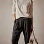 Single Pleat Relaxed Pant in Black | James Perse Los Angeles