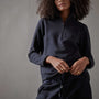 Brushed Terry Half Zip Funnel Neck - Navy | James Perse Los Angeles
