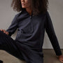Brushed Terry Half Zip Funnel Neck - Navy | James Perse Los Angeles
