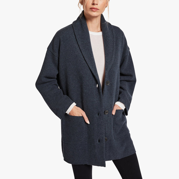 Oversized Shawl Cardigan In Denim Melange | James Perse Los Angeles