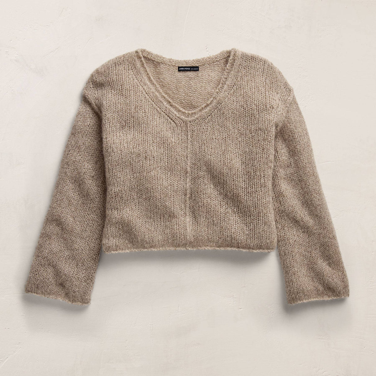 Marled Cashmere Silk V Neck Sweater in Grout Mix | James Perse Los Angeles