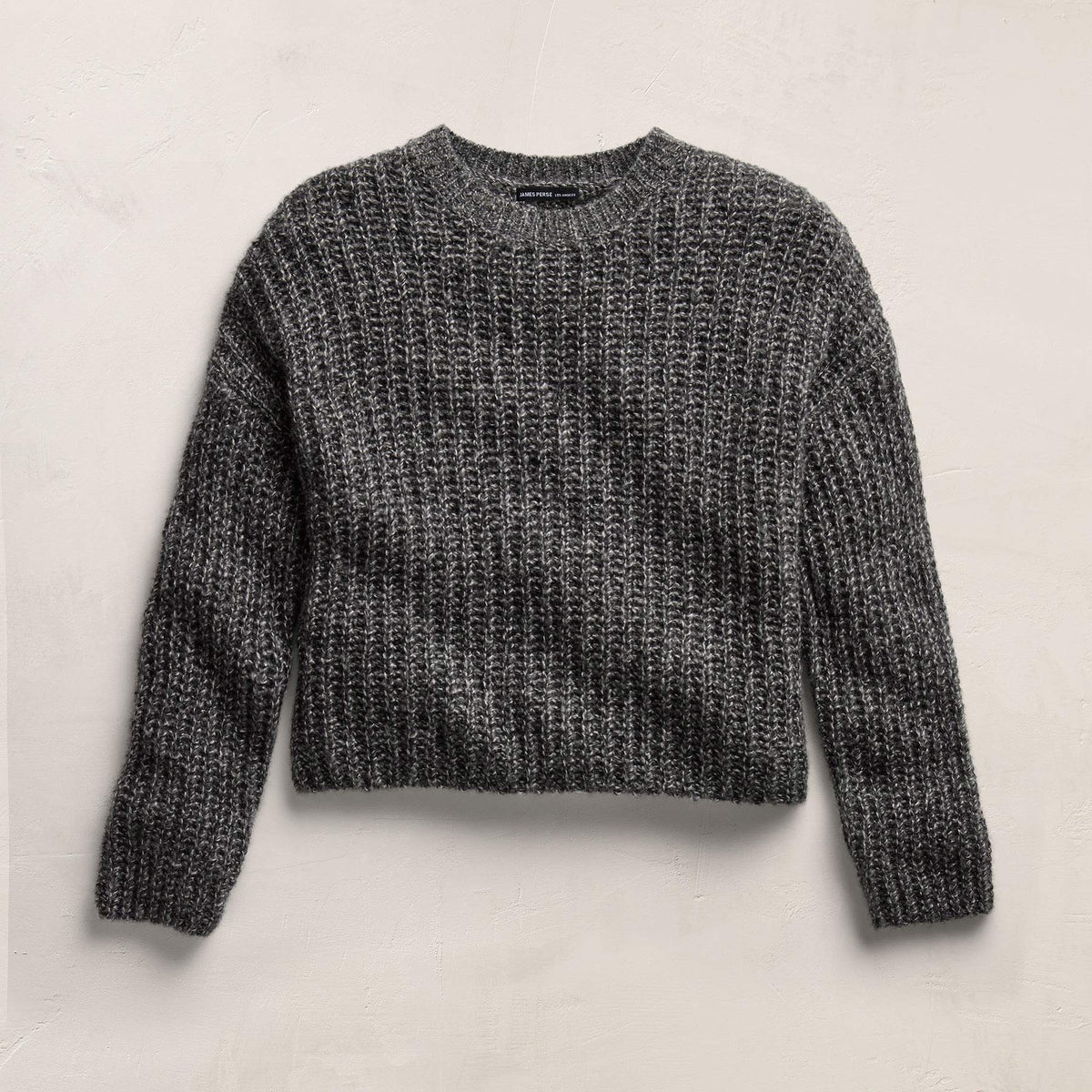 Cashmere Silk Marl Crew Neck in Black Mix | James Perse Los Angeles