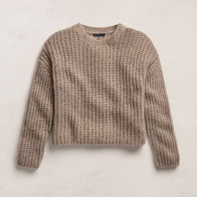 Marled Cashmere Silk Crew Sweater in Grout Mix | James Perse Los Angeles