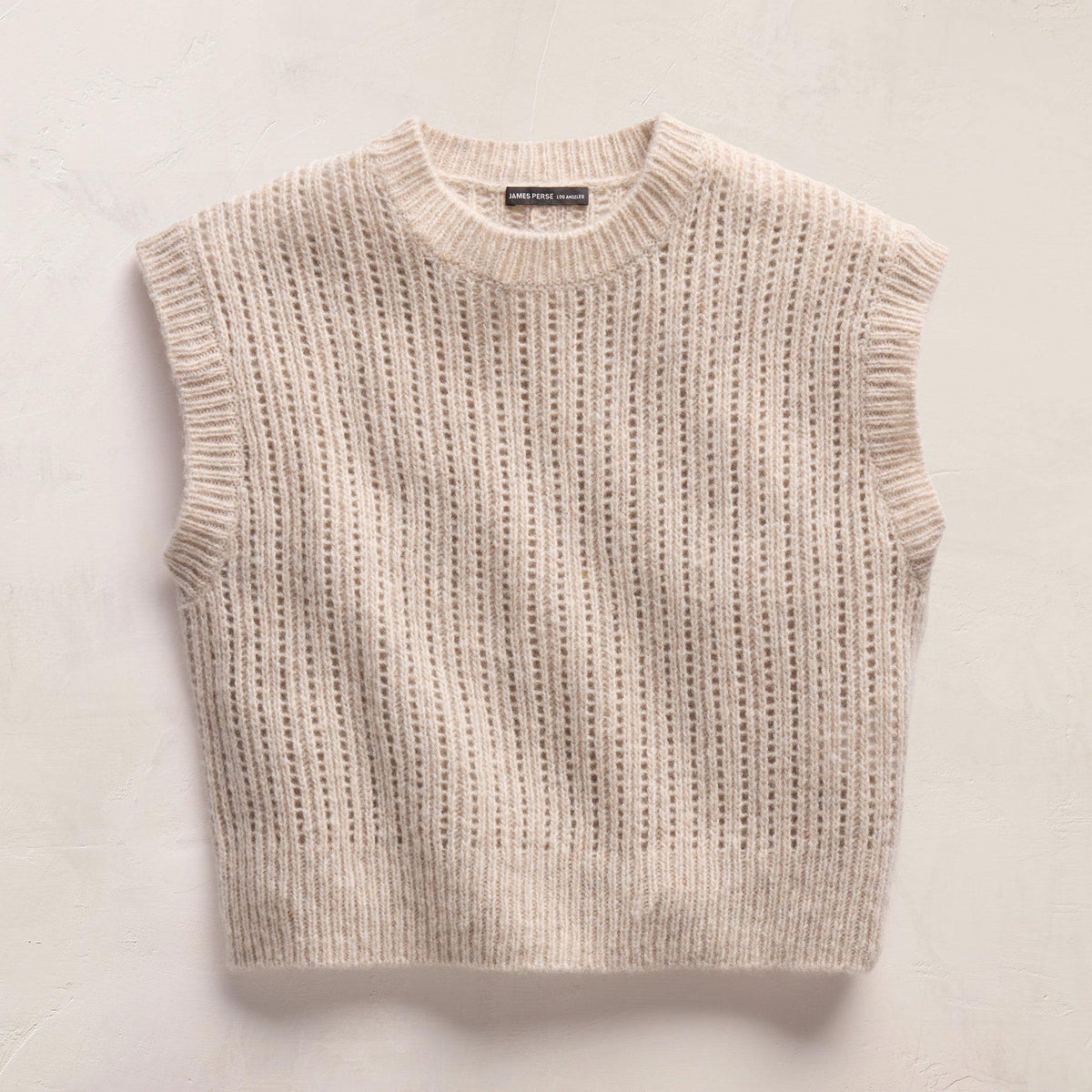 Open Stitch Vest in Alabaster Mix | James Perse Los Angeles FLAT