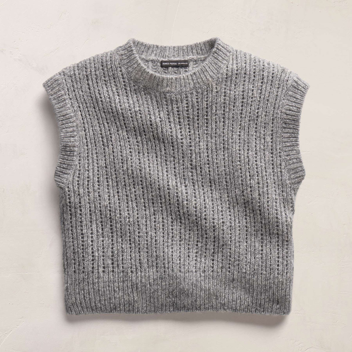 Open Stitch Vest in Grey Mix | James Perse Los Angeles FLAT