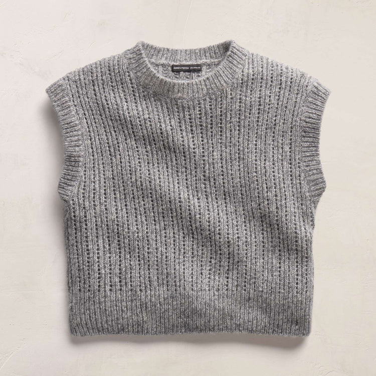 Open Stitch Vest in Grey Mix | James Perse Los Angeles FLAT