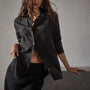 Tuxedo Shirt in Black | James Perse Los Angeles