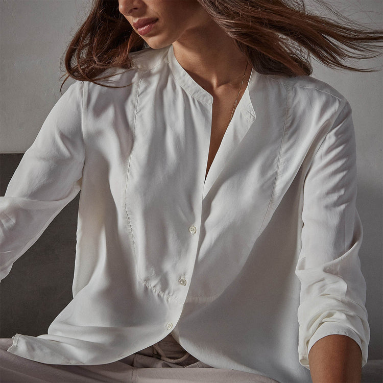 Tuxedo Shirt in Off White | James Perse Los Angeles