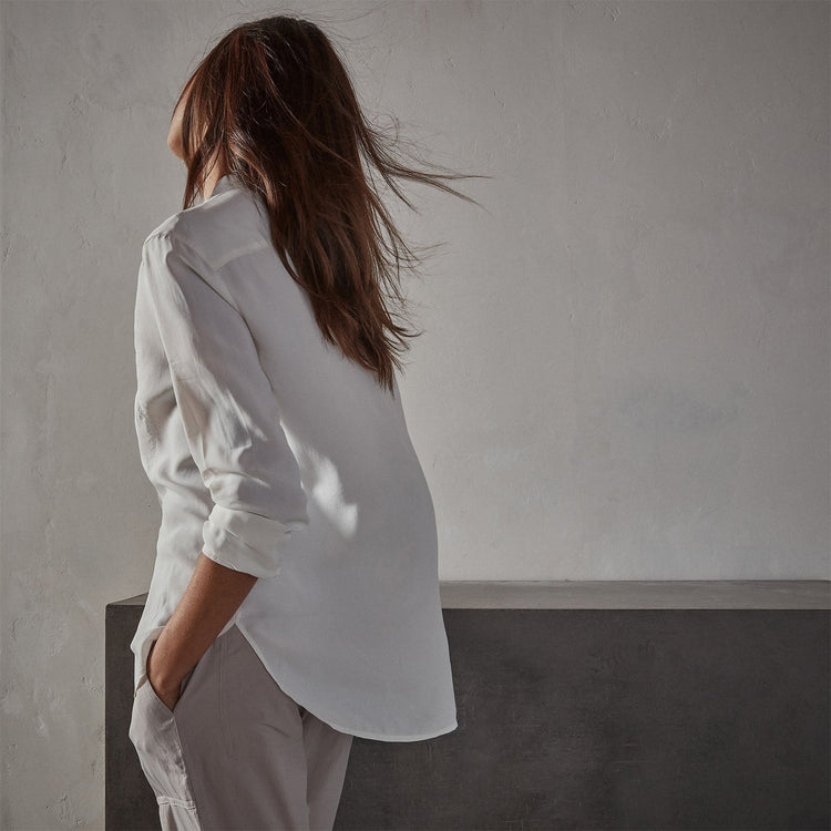 Tuxedo Shirt in Off White | James Perse Los Angeles