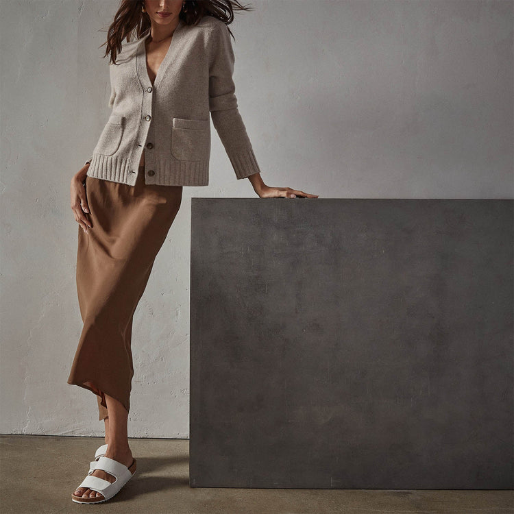 High Low A Line Skirt in Acorn | James Perse Los Angeles